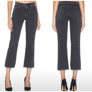 Curren/Elliott The Kick Raw Hem Crop High Rise Jeans Gray Women's Size 31